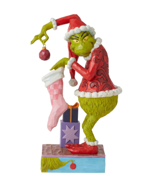 Grinch Stealing Ornament Placing it in Stocking - Jim Shore