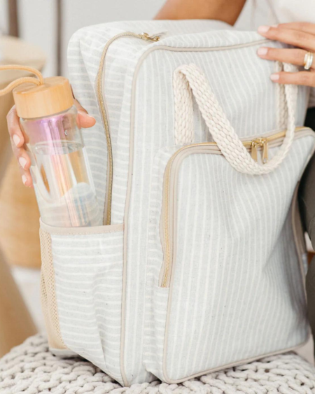 All-Day Backpack - Sand & Stone Beach Stripe| So Young